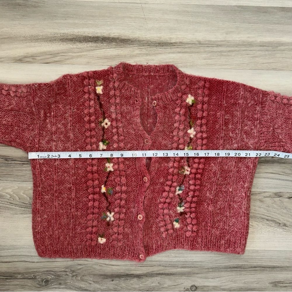 VTG WOOL blend granny core floral Knit cardigan sweater - Picture 6 of 6